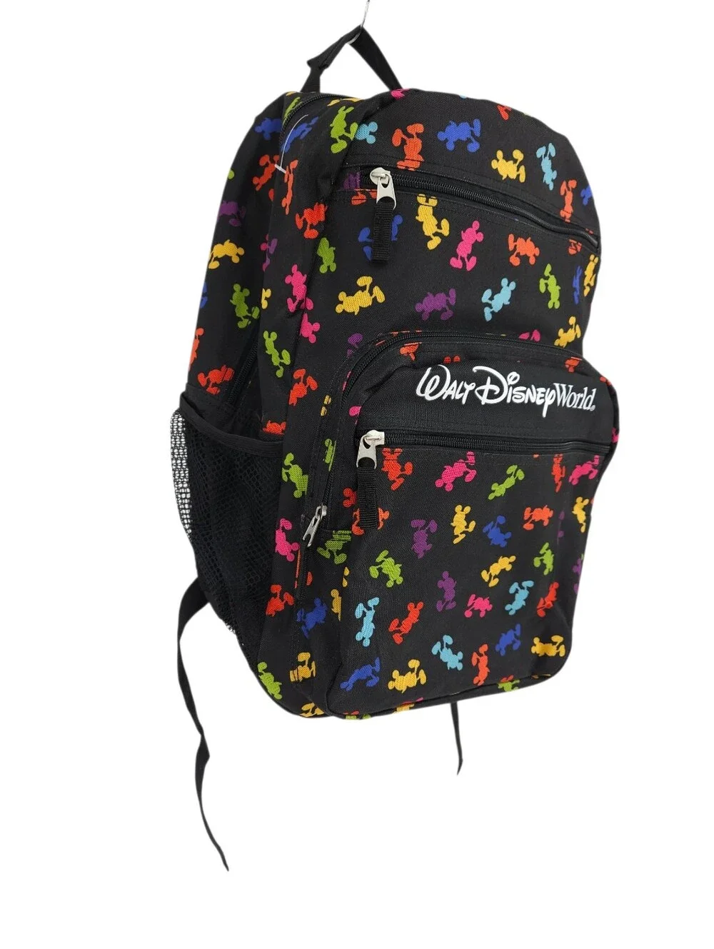 Walt Disney World Parks Backpack Black Rainbow Mickey Mouse Print Travel Bag Zip - Picture 2 of 7
